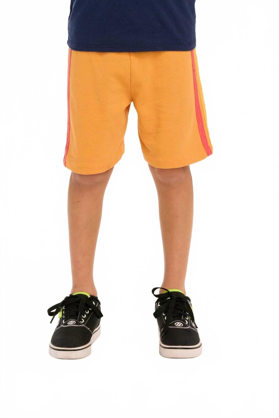 NEW CHASER boys side stripe shorts in gold